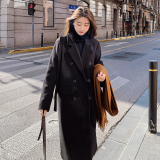 白色西装毛呢外套女中长款2023秋冬新款法式宽松气质高级感呢大衣，女装毛呢外套，浙宝180A