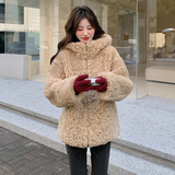 新款现货！加厚连帽宽松羊羔毛外套浙宝180A/货号1851/p185控268，女装短外套，浙宝180A