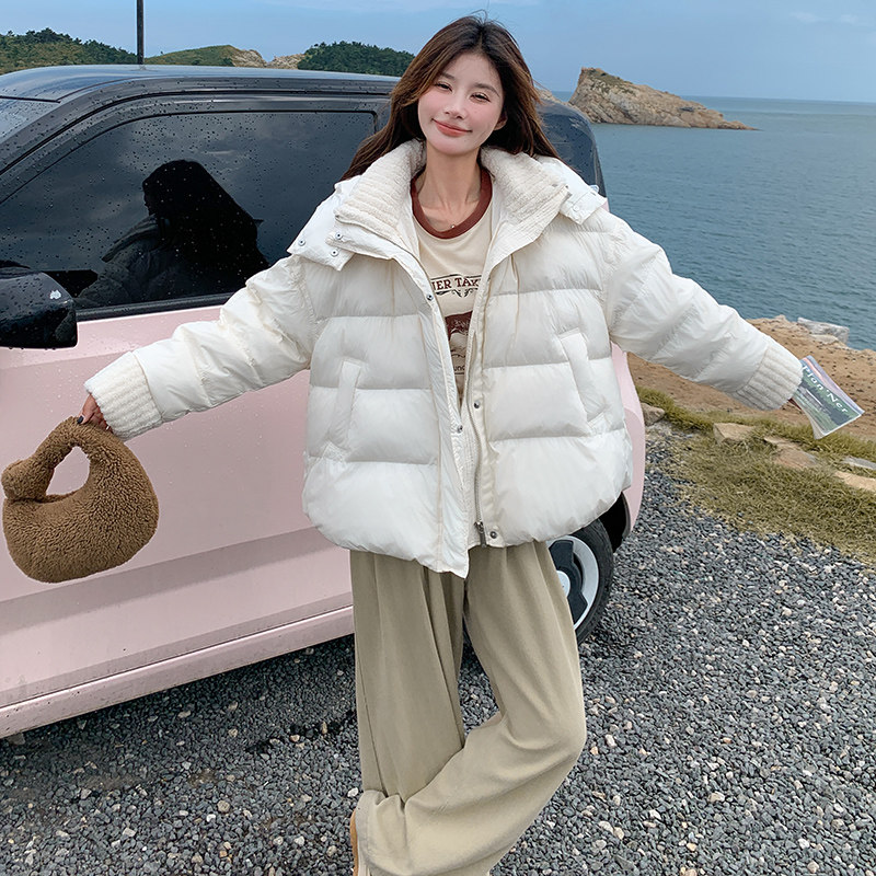 新款现货！米白色减龄连帽羽绒服女浙宝180A/货号1827/p255控358,女装羽绒服,浙宝180A