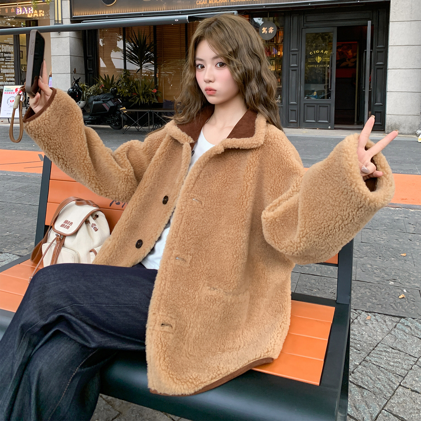 新款现货！气质皮毛一体外套秋冬季浙宝180A/货号M09/P195/K298,女装短外套,浙宝180A