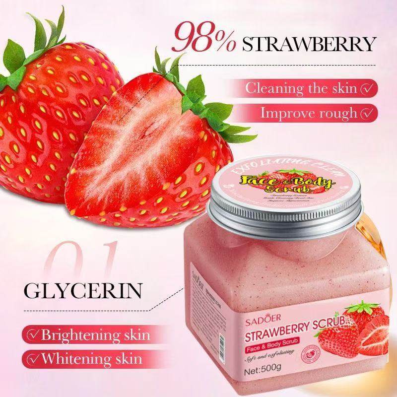 【恋爱的味道】草莓身体磨砂膏果酸沐浴去角质女全身改善鸡皮疙瘩,彩妆/香水/美妆工具,修眉刀,淘宝优惠券,粉丝福利购,淘宝优惠卷