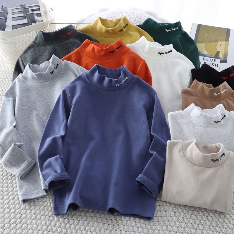 男童半高领保暖打底衫2025秋冬季儿童刺绣t上衣中大童纯棉长袖T恤,童装/婴儿装/亲子装,T恤,淘宝优惠券,粉丝福利购,淘宝优惠卷