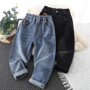 男童春秋牛仔裤2025新款儿童纯棉宽松长裤子中大童弹力百搭潮单裤
