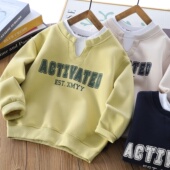 中大童休闲男孩潮上衣 套头衫 男童春秋假两件卫衣2026新款 儿童时尚