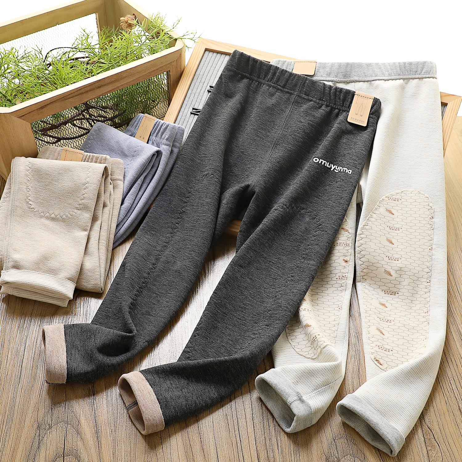 男童冬季德绒弹力保暖裤新款儿童纯色自发热秋裤中大童加厚打底裤