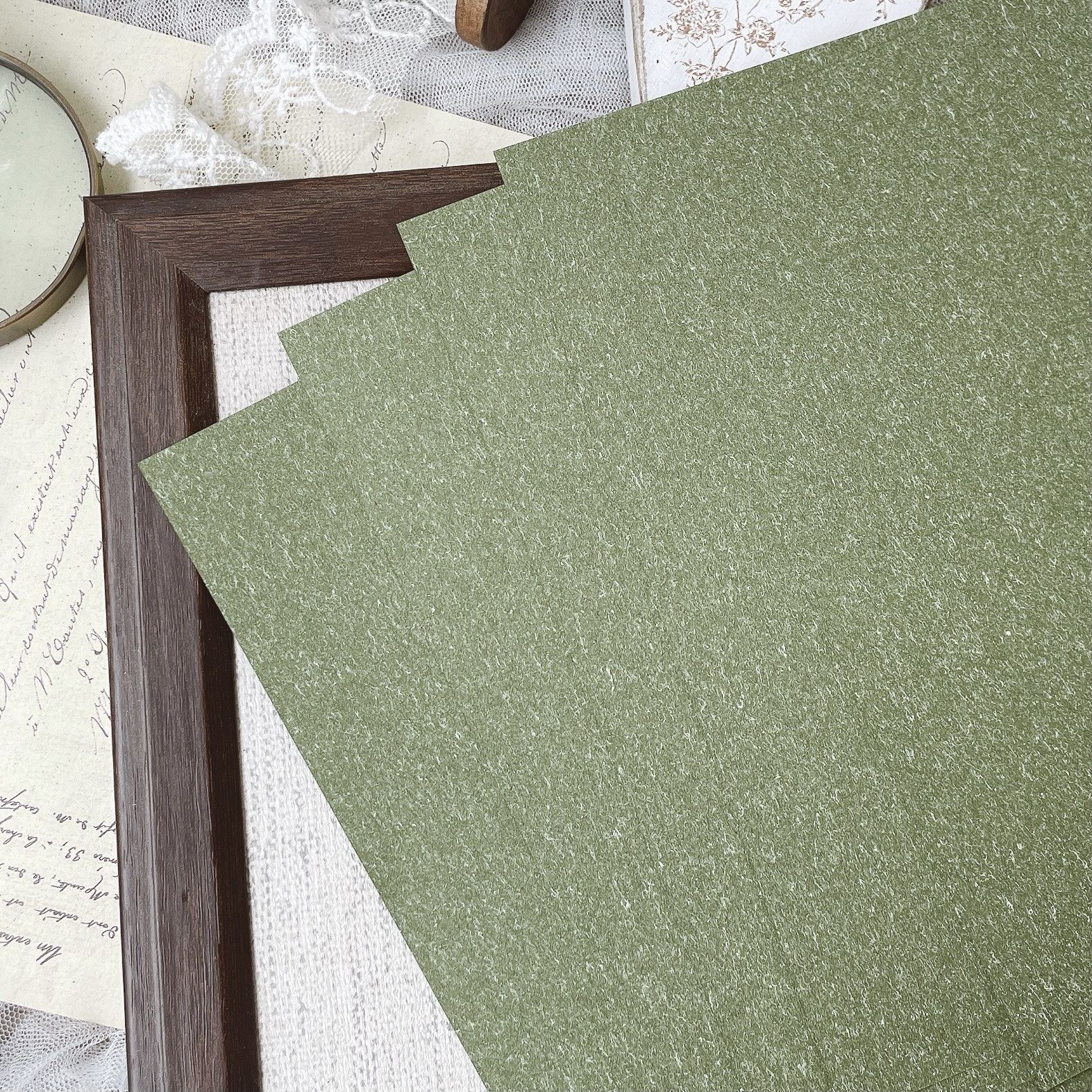 彩烙纸森绿大小姐特种纸试用分装 手帐印章拼贴打底a5素材纸5张入