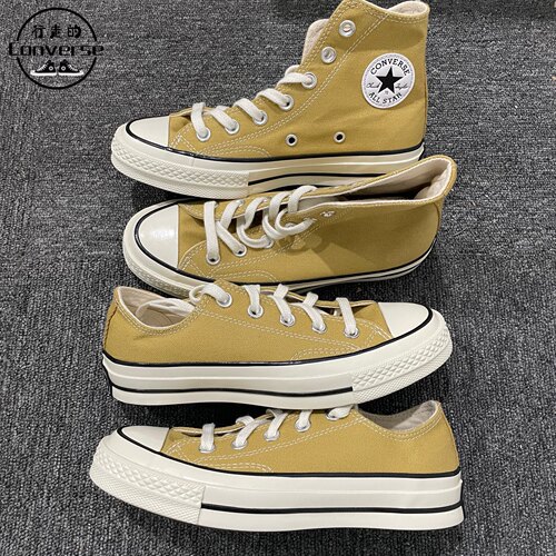 匡威Converse1970s沙漠黄鹅黄高低帮情侣帆布鞋A04590CA04593C