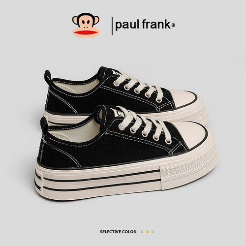 大嘴猴巨好看黑色厚底帆布鞋女鞋