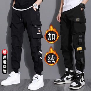 加绒保暖裤 裤 子男休闲长裤 潮流百搭男生束脚工装 宽松运动裤 冬季