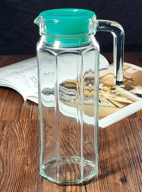 乐美雅绿色八角水壶欧式玻璃家用大容量冷水壶餐厅茶水壶啤酒扎壶