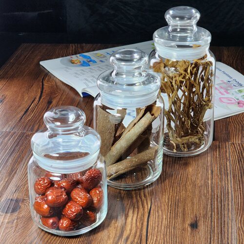 乐美雅玻璃茶叶储物罐药材罐