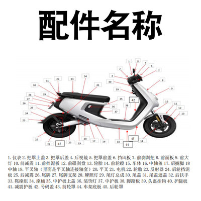 小牛电动车M+/Mqi外壳车壳前面板挡泥板塑料件车体盖PP件原厂配件