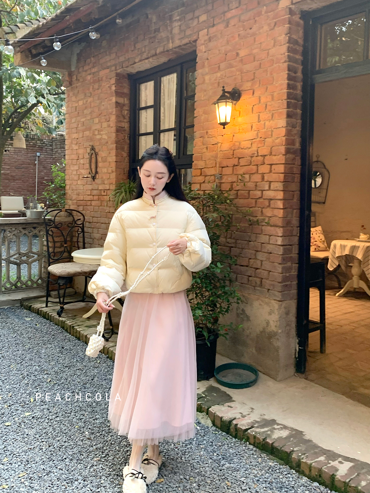 桃可了短款旗袍领羽绒服