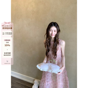 桃可了《樱粉气泡》特调粉调 印花轻盈温柔气质少女感无袖连衣裙