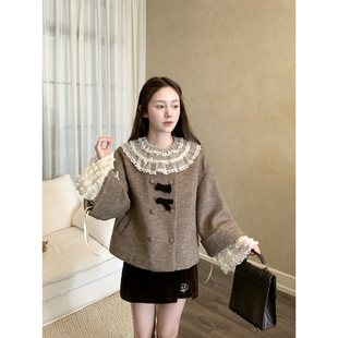 女冬季 桃可了 刺绣丝绒半裙套装 刺绣毛衣宽松斗篷外套 刺绣小狗