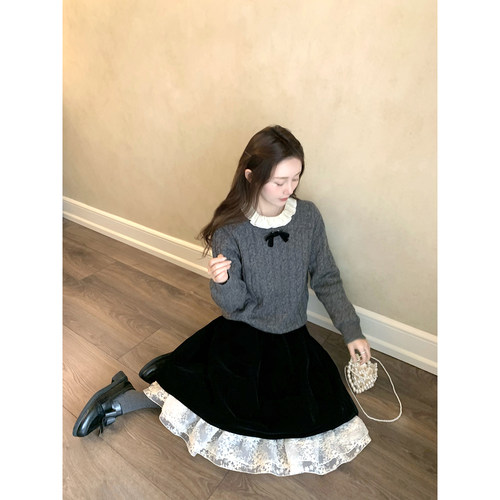 桃可了 灰调和风 超级亲肤软糯灰色套头百搭外穿羊毛针织衫女冬季