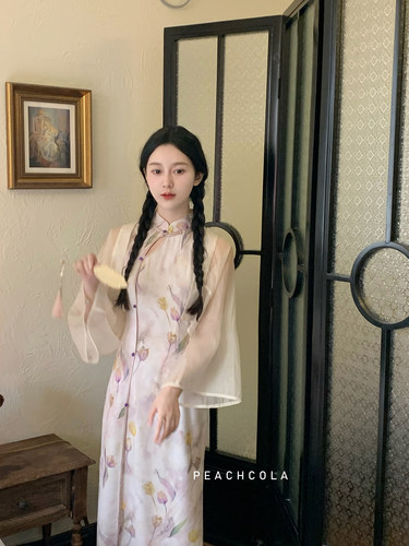 无袖印花连衣裙女夏季气质