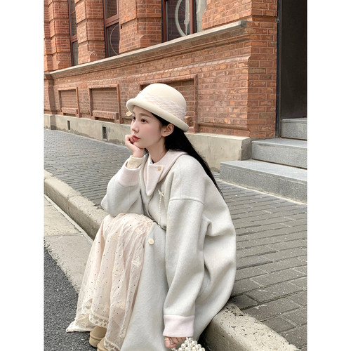 【清仓福利 限时7折换】桃可了◆《遗落的珍珠项链》羊毛大衣