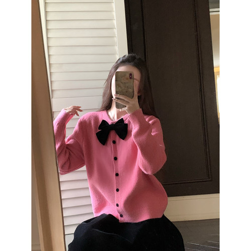 桃可了 莓色蝶梦 舒软好穿树莓羊毛衫针织衫秋冬甜美舒适毛衣女