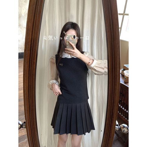 桃可了 叠穿美学 100莱赛尔深灰色针织背心女百搭外穿无袖上衣秋