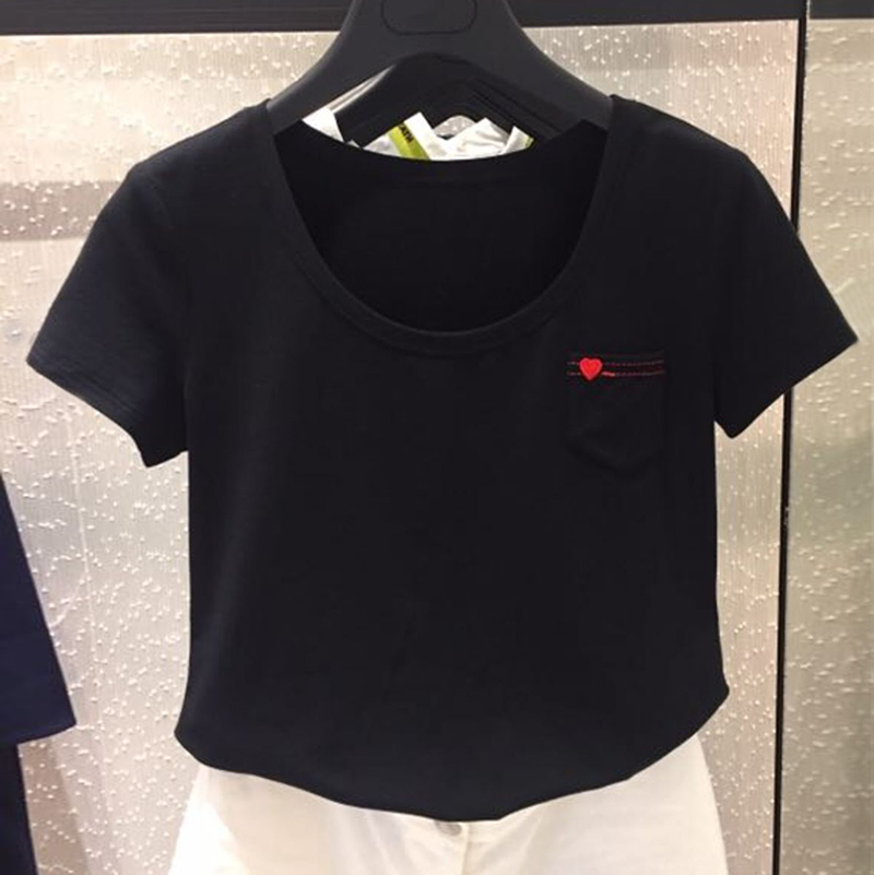 新颖哥弟特2018新款正品国内代购夏装黑色半袖修身上衣短袖T恤女