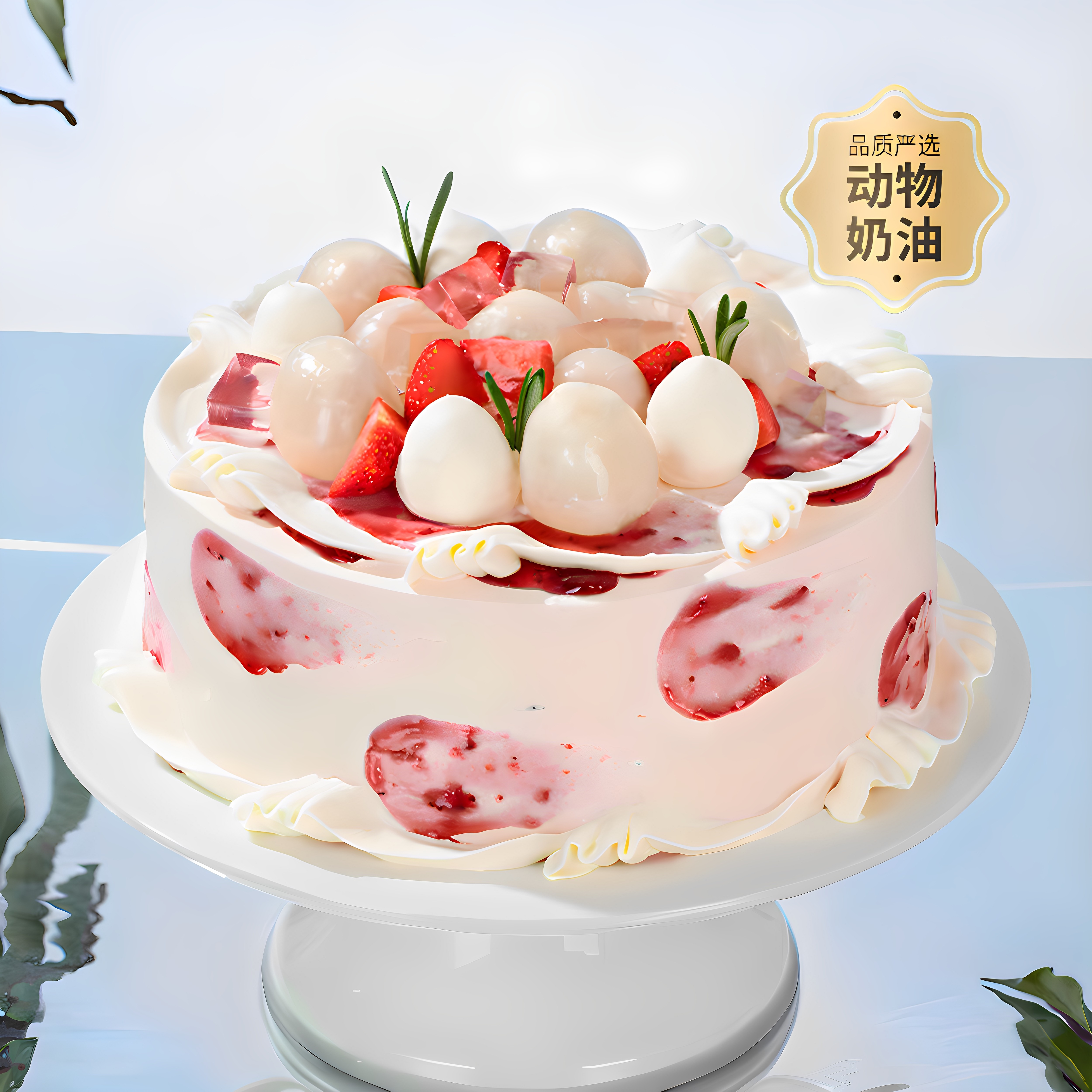 幸福西饼玫瑰荔枝双重奏生日蛋糕动物奶油同城配送兑换卷