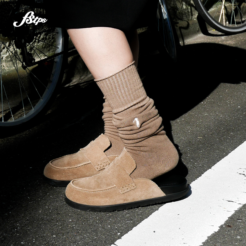FSTPS学院风秋冬复古小腿袜美式运动堆堆袜休闲袜创意袜子配勃肯