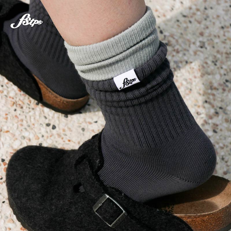 FSTPS假两层设计撞色袜子堆堆袜