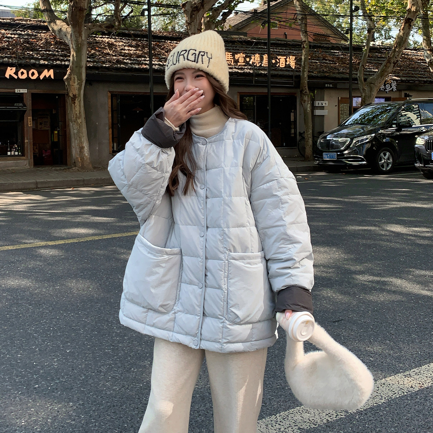 韩系轻薄保暖时尚羽绒服女2025冬季新款宽松温柔保暖90白鸭绒外套,女装羽绒服,2D118