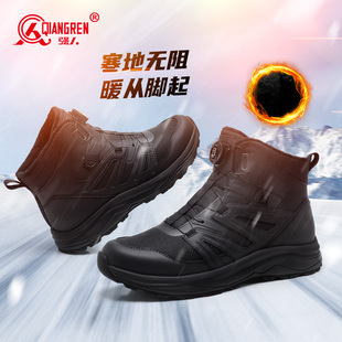 保暖加绒短靴登山徒步鞋 男冬季 旋转扣黑色 户外鞋 强人3515高帮棉鞋
