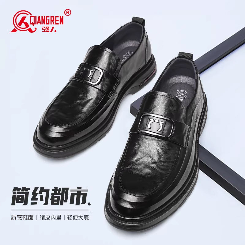 强人3515皮鞋男款春秋透气商务鞋休闲小皮鞋英伦套脚男士皮鞋低帮图片