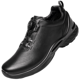 强人3515备勤鞋男士户外训练鞋全黑公务鞋运动皮鞋头层牛皮旋转扣