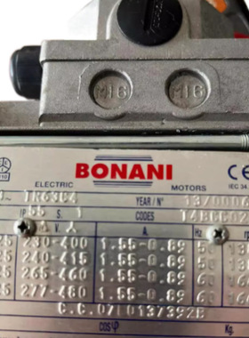 原装意大利BONANI电机YR71A4 0.25KW 三相电动机TR71B4 0.55KW