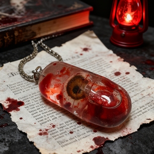 哥特暗黑系克苏鲁眼球眼珠胶囊吊坠项链小众设计感生日礼物