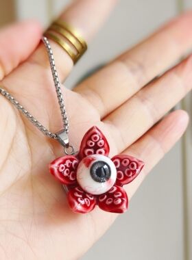 克苏鲁食人花花朵眼球项链 眼珠项链