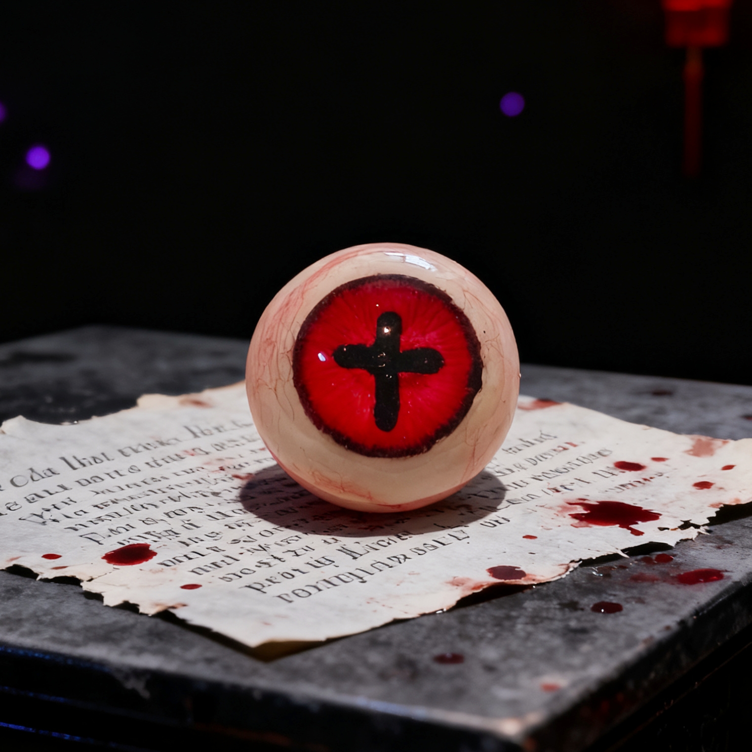 默认无链条无孔深红十字眼球眼珠仿真血丝血腥血迹舞台包链挂件