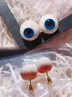 1.4cm小号血丝眼球耳钉 眼珠耳环 耳钩 耳夹多色