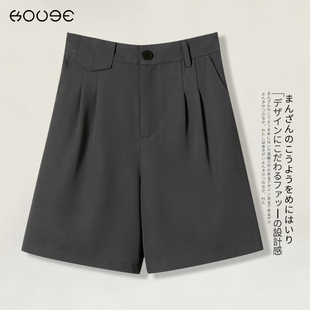 新款 子女2025夏季 休闲高腰显瘦韩版 气质款 西装 宽松阔腿短裤 五分裤