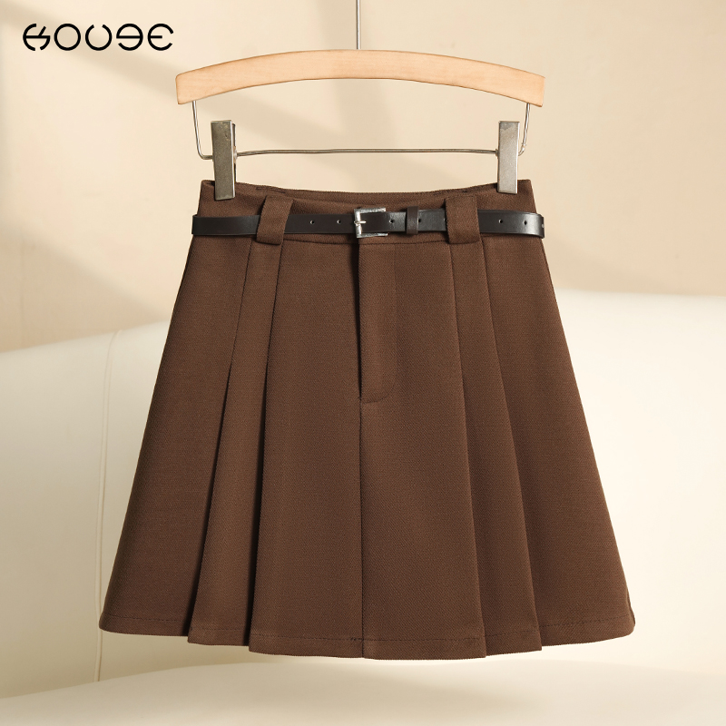 百褶裙毛呢半身裙2024新款女春新款高腰设计感a字裤裙小个子短裙