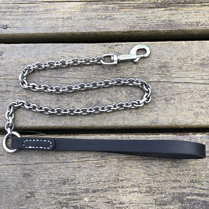 中大型犬不锈钢牵狗链304钢防咬狗绳拉布拉多黑狼罗威纳遛狗绳子
