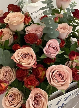 卡布奇诺巧克力玫瑰套餐组合花束云南昆明基地直发百合节日七夕节