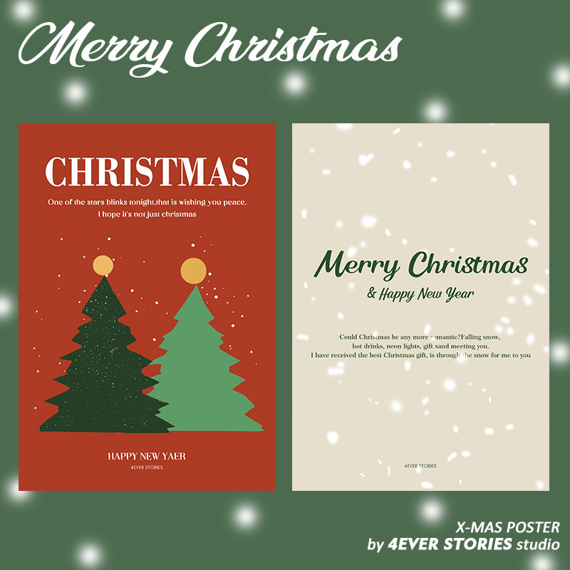 4ES | Merry Christmas圣诞雪花08手绘文字风 装饰咖啡厅圣诞海报