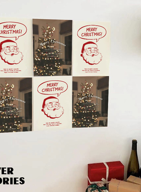 4ES | Merry Christmas圣诞韩式ins极简手绘装饰卡片海报墙贴
