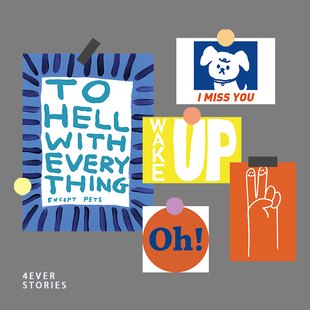 墙面装 抽象可爱手写文字简笔画系列 stories 饰卡片套装 4ever