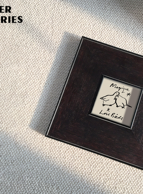 4ES |love bird爱情鸟 小众艺术插画中古风复古实木方框装饰画