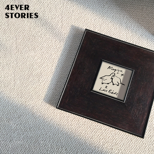 小众艺术插画中古风复古实木方框装 bird爱情鸟 饰画 love 4ES