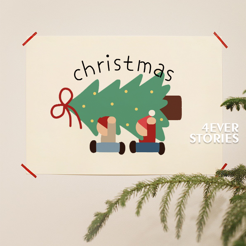 4ES | Merry Christmas圣诞系列 一棵圣诞树 氛围感装饰海报墙贴