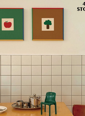 4ES |小小的树&苹果 卡通可爱海报彩色金属相框客厅房间装饰画