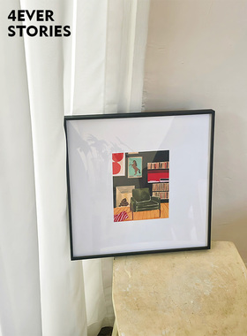 4ES |绿色沙发 简约森系油画系列海报客厅卧室背景墙金属框装饰画