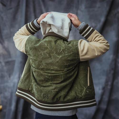 海觉二战高密度驮袋棒球服皮衣